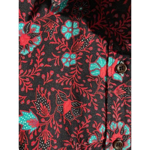 Frontier Series M Button Down Shirt Western Black Red Orange Turquoise Dolman Sl - Picture 9 of 10